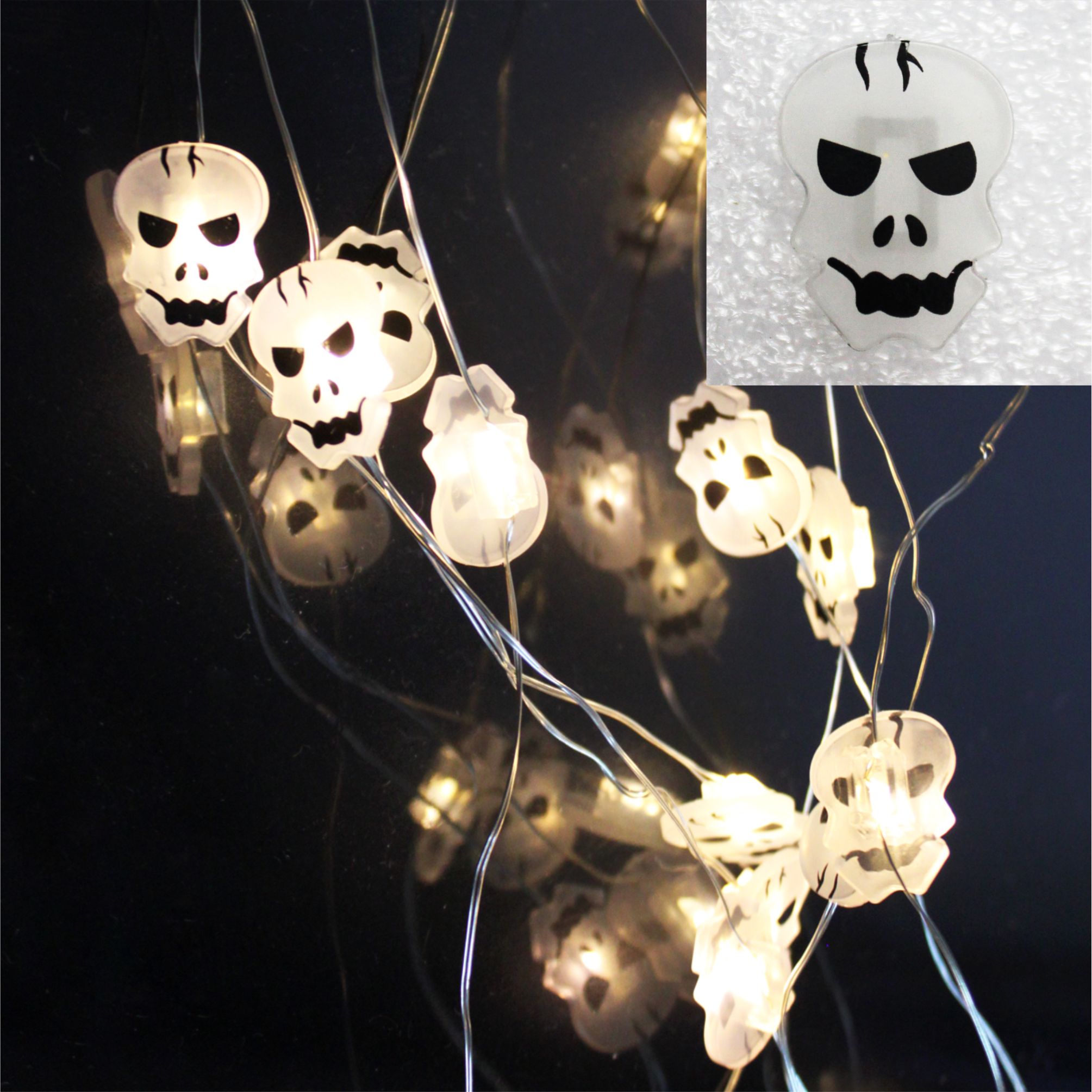 LED string light skull ornament